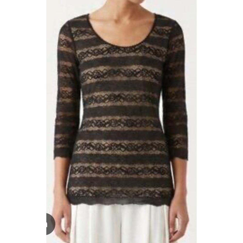 Max Studio Tunic Shirt Womens Large Black Lace Romantic Dark Cottagecore Sexy